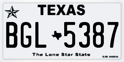 TX license plate BGL5387