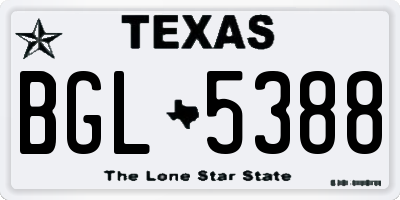 TX license plate BGL5388
