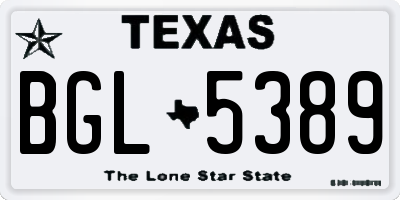 TX license plate BGL5389