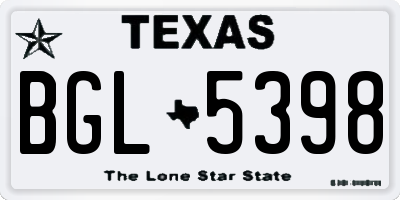 TX license plate BGL5398