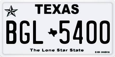 TX license plate BGL5400