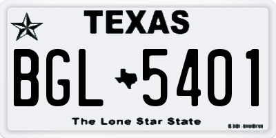TX license plate BGL5401