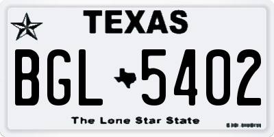 TX license plate BGL5402