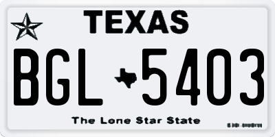 TX license plate BGL5403