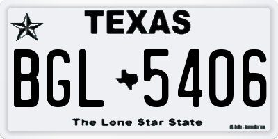 TX license plate BGL5406