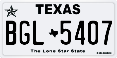 TX license plate BGL5407