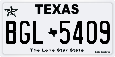 TX license plate BGL5409