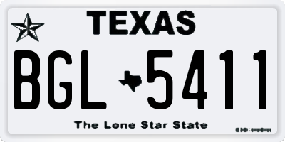TX license plate BGL5411