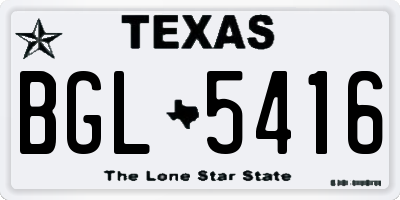 TX license plate BGL5416