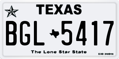 TX license plate BGL5417