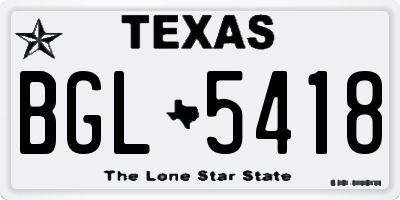 TX license plate BGL5418