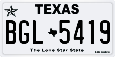 TX license plate BGL5419