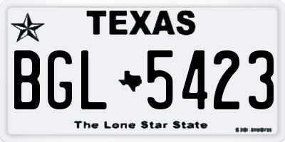 TX license plate BGL5423