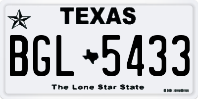 TX license plate BGL5433