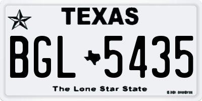 TX license plate BGL5435