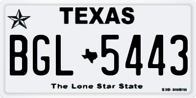 TX license plate BGL5443