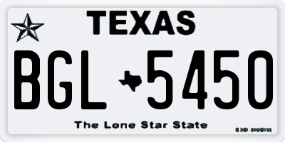 TX license plate BGL5450