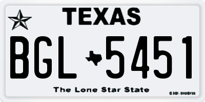 TX license plate BGL5451