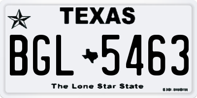 TX license plate BGL5463