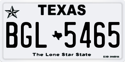 TX license plate BGL5465