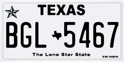 TX license plate BGL5467
