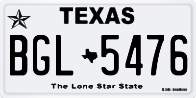 TX license plate BGL5476