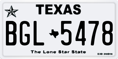 TX license plate BGL5478