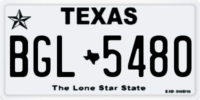 TX license plate BGL5480