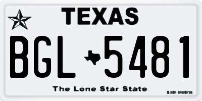 TX license plate BGL5481