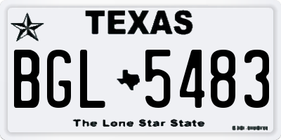 TX license plate BGL5483