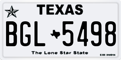 TX license plate BGL5498
