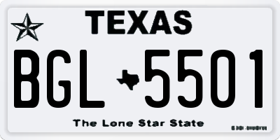 TX license plate BGL5501