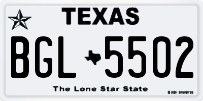 TX license plate BGL5502