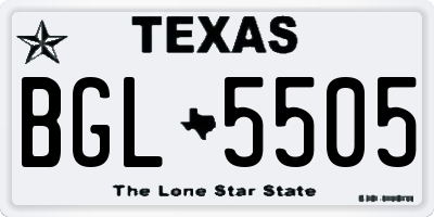 TX license plate BGL5505