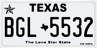 TX license plate BGL5532