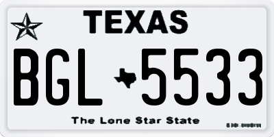 TX license plate BGL5533