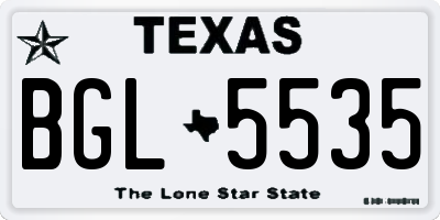 TX license plate BGL5535
