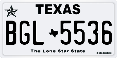 TX license plate BGL5536