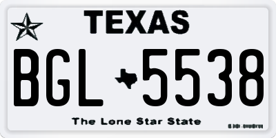 TX license plate BGL5538