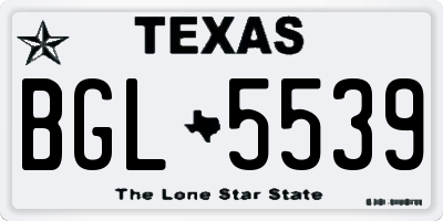 TX license plate BGL5539