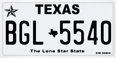 TX license plate BGL5540