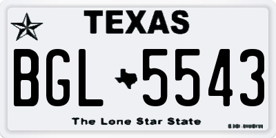 TX license plate BGL5543
