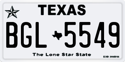 TX license plate BGL5549
