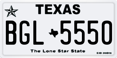 TX license plate BGL5550