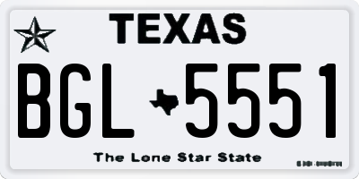 TX license plate BGL5551