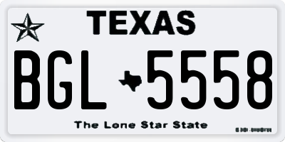 TX license plate BGL5558