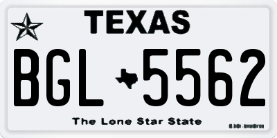 TX license plate BGL5562