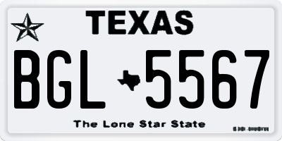 TX license plate BGL5567