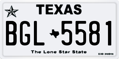 TX license plate BGL5581