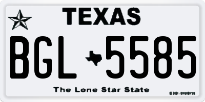 TX license plate BGL5585